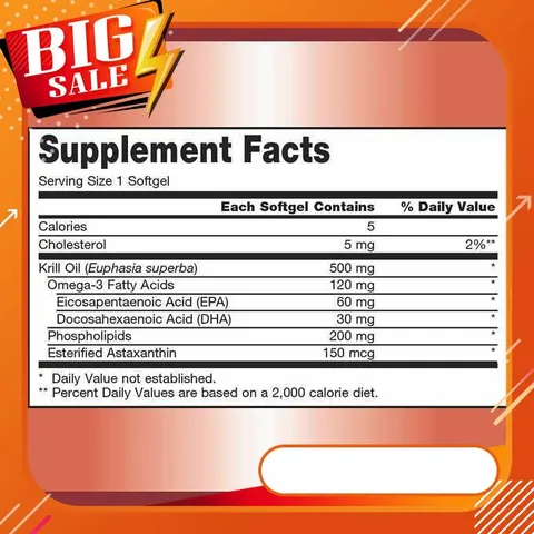 Dầu nhuyễn thể Kirkland Krill Oil Omega3 + Astaxanthin 500mg 180 viên của Mỹ