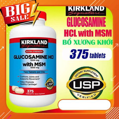 Viên Uống Bổ Xương Khớp Kirkland Glucosamine HCL With MSM 375 Viên Của Mỹ 1500mg - Hỗ Trợ Giảm Đau Xương Khớp & Cải Thiện Chức Năng Khớp