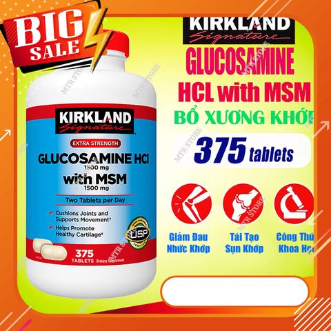 Viên Uống Bổ Xương Khớp Kirkland Glucosamine HCL With MSM 375 Viên Của Mỹ 1500mg - Hỗ Trợ Giảm Đau Xương Khớp & Cải Thiện Chức Năng Khớp