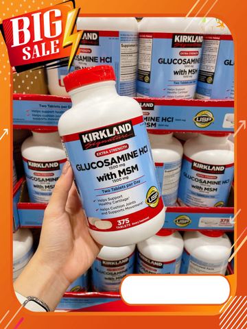 Viên Uống Bổ Xương Khớp Kirkland Glucosamine HCL With MSM 375 Viên Của Mỹ 1500mg - Hỗ Trợ Giảm Đau Xương Khớp & Cải Thiện Chức Năng Khớp