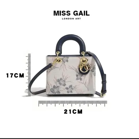 (Hàng V.I.P LIMITED - FULL HỘP) Túi xách nữ MISS GAIL họa tiết thêu nổi màu xanh