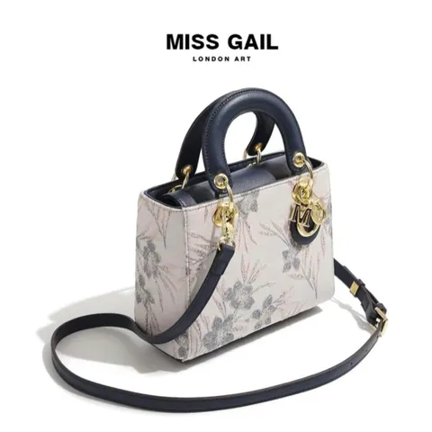 (Hàng V.I.P LIMITED - FULL HỘP) Túi xách nữ MISS GAIL họa tiết thêu nổi màu xanh
