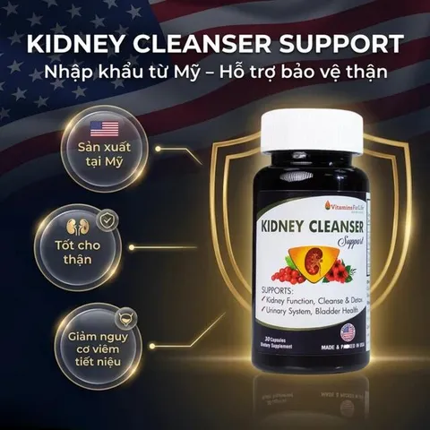 Viên uống bổ thận, hỗ trợ giảm nguy cơ viêm đường tiết niệu Kidney Cleanser Support Vitamins For Life (30 viên)