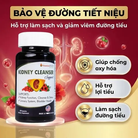 Viên uống bổ thận, hỗ trợ giảm nguy cơ viêm đường tiết niệu Kidney Cleanser Support Vitamins For Life (30 viên)