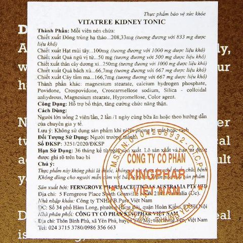Viên uống hỗ trợ bổ thận, tăng cường chức năng thận Vitatree Kidney Tonic (100 viên)