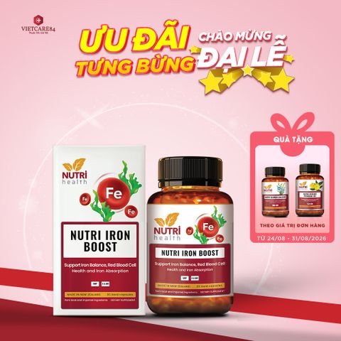 Viên Sắt Hữu Cơ Nutri Iron Boost 30 Viên - Bổ Sung Sắt và Vitamin, Hỗ Trợ Tăng Cường Máu, Dành Cho Phụ Nữ Mang Thai & Thiếu Máu