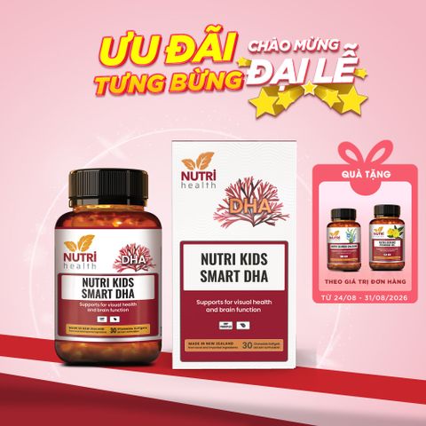 Viên DHA Tảo Biển Nutri Kids Smart DHA (30 Viên) - Bổ Sung Đầu Óc, Hỗ Trợ Phát Triển Thị Lực Cho Trẻ Nhỏ, Không Tanh, Thuần Chay