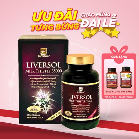 Viên Uống Bổ Gan Dr Natural Liversol Milk Thistle 500mg - 60 Viên - Hỗ Trợ Chức Năng Gan và Giải Độc Gan Nhập Khẩu Úc