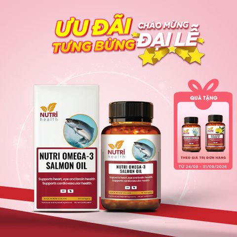 Dầu Cá Hồi Nhập Khẩu Chính Hãng New Zealand Nutri Omega 3 Salmon Oil 60 Viên