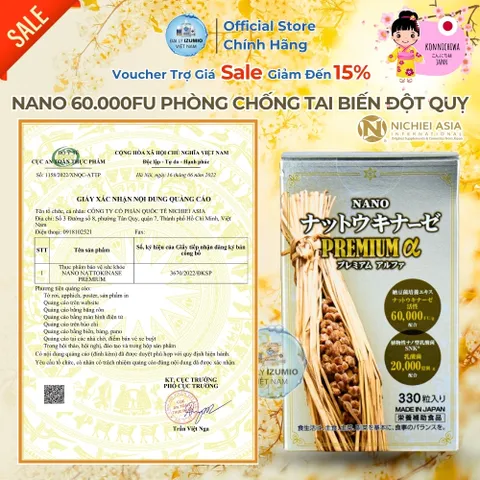 [Xuất Kèm VAT] Nichiei Asia Nattokinase Nano Premium 60000FU/G (Hộp 60/120/330 Viên) - Khơi Nguồn Sức Sống Mới