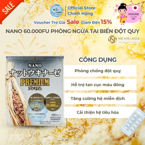 [Xuất Kèm VAT] Nichiei Asia Nattokinase Nano Premium 60000FU/G (Hộp 60/120/330 Viên) - Khơi Nguồn Sức Sống Mới
