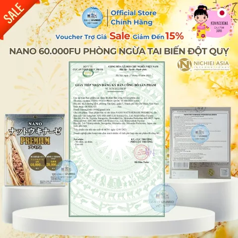 [Xuất Kèm VAT] Nichiei Asia Nattokinase Nano Premium 60000FU/G (Hộp 60/120/330 Viên) - Khơi Nguồn Sức Sống Mới
