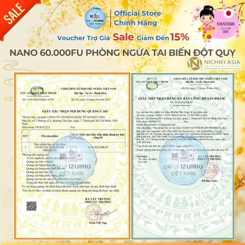 [Xuất Kèm VAT] Nichiei Asia Nattokinase Nano Premium 60000FU/G (Hộp 60/120/330 Viên) - Khơi Nguồn Sức Sống Mới
