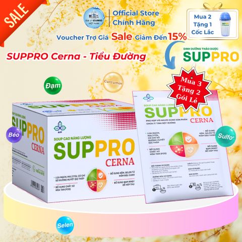 [Xuất Kèm VAT] Suppro Cerna Soup Cao Năng Lượng (12 Gói x 30g) Dinh Dưỡng Chỉ Số Thấp, Bồi Bổ Cơ Thể