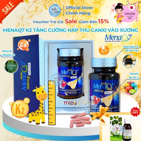 [Hàng Mới Về] Tăng Chiều Cao Midu MenaQ7 360mcg Hộp 30 Viên D3K2 Canxi Cho Bé Phát Triển Chắc Xương - Chính Hãng Hoa Kỳ