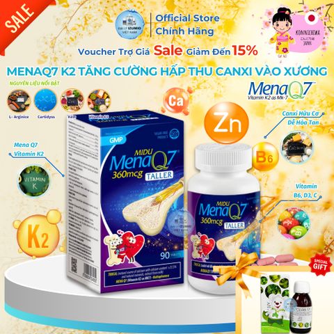 [Hàng Mới Về] Tăng Chiều Cao Midu MenaQ7 360mcg Hộp 30 Viên D3K2 Canxi Cho Bé Phát Triển Chắc Xương - Chính Hãng Hoa Kỳ