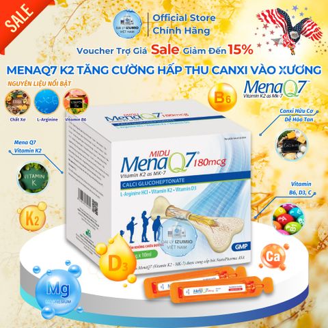 [Hàng Mới Về] Tăng Chiều Cao Midu MenaQ7 360mcg Hộp 30 Viên D3K2 Canxi Cho Bé Phát Triển Chắc Xương - Chính Hãng Hoa Kỳ