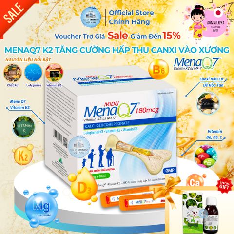 [Hàng Mới Về] Tăng Chiều Cao Midu MenaQ7 180mcg Hộp 30 Ống D3K2 Canxi Cho Bé Phát Triển Chắc Xương - Chính Hãng Hoa Kỳ