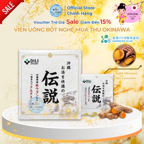 [Xuất Kèm VAT] Viên Uống Bột Nghệ Mùa Thu DILI Okinawa Osake Wo Kaiteki No Densetu Hộp 50 Viên Nhập Khẩu Nhật Bản