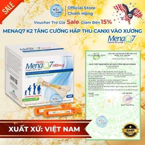 [Hàng Mới Về] Tăng Chiều Cao Midu MenaQ7 180mcg Hộp 30 Ống D3K2 Canxi Cho Bé Phát Triển Chắc Xương - Chính Hãng Hoa Kỳ