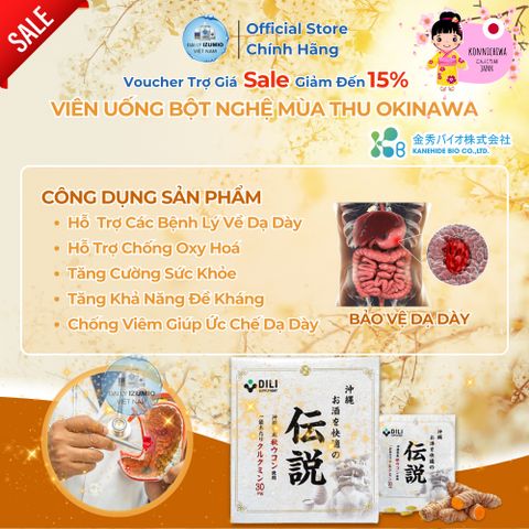 [Xuất Kèm VAT] Viên Uống Bột Nghệ Mùa Thu DILI Okinawa Osake Wo Kaiteki No Densetu Hộp 50 Viên Nhập Khẩu Nhật Bản