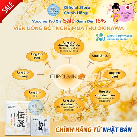 [Xuất Kèm VAT] Viên Uống Bột Nghệ Mùa Thu DILI Okinawa Osake Wo Kaiteki No Densetu Hộp 50 Viên Nhập Khẩu Nhật Bản