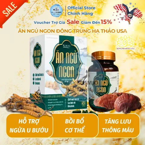 [Xuất Kèm VAT] Hộp 30 Viên Uống Koras Ăn Ngủ Ngon Đông Trùng Hạ Thảo Bồi Bổ Sức Khỏe Kingpharma USA - Chính Hãng