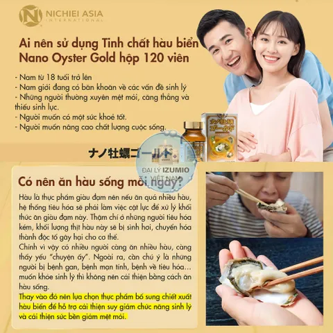 [Xuất Kèm VAT] Hộp 120 Viên Tinh Chất Hàu Nano Gold Nichiei Bussan - Tăng Cường Sinh Lực Toàn Diện Chính Hãng Nhật Bản