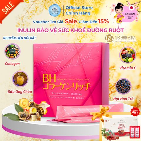 [Xuất Kèm VAT] Thực Phẩm Bảo Vệ Sức Khỏe BH Collagen Rich Thủy Phân - Hộp 30 Gói Hàm Lượng Collagen Cao 2500mg Nhật Bản
