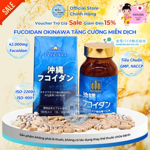 [Tem Phụ + VAT] Fucoidan Xanh Okinawa Hộp 180 Viên Uống Tảo Biển Hỗ Trợ U Bướu Kanehide - Chính Hãng Nhật Bản