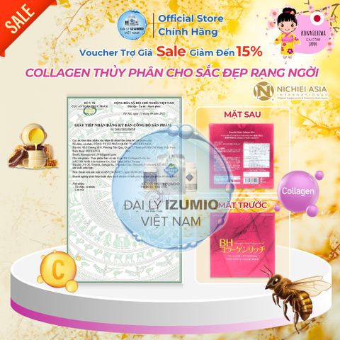 [Xuất Kèm VAT] Thực Phẩm Bảo Vệ Sức Khỏe BH Collagen Rich Thủy Phân - Hộp 30 Gói Hàm Lượng Collagen Cao 2500mg Nhật Bản