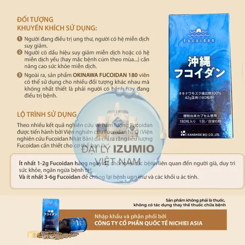 [Tem Phụ + VAT] Fucoidan Xanh Okinawa Hộp 180 Viên Uống Tảo Biển Hỗ Trợ U Bướu Kanehide - Chính Hãng Nhật Bản