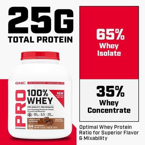 GNC Pro Performance 100% Whey - Cung cấp protein giúp duy trì khối lượng cơ bắp trong quá trình giảm cân, sản xuất Mỹ