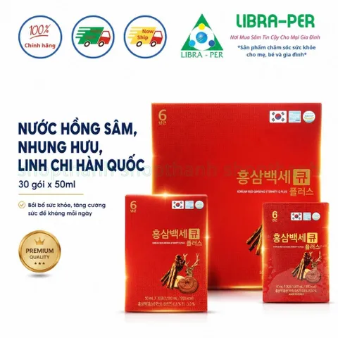 Nước Hồng Sâm Nhung Hươu Linh Chi Hàn Quốc Q Hộp 30 gói x 50ml - Bồi Bổ Cơ Thể Tăng Sức Đề Kháng