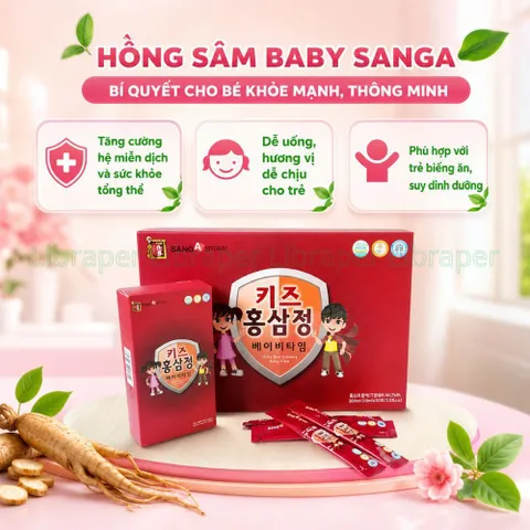 Nước Hồng Sâm Baby Sanga Hàn Quốc Cho Trẻ Biếng Ăn Tăng Đề Kháng Phát Triển Trí Não An Toàn Cho Bé
