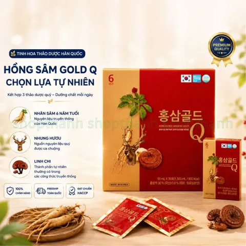 Nước Hồng Sâm Nhung Hươu Linh Chi Hàn Quốc Q Hộp 30 gói x 50ml - Bồi Bổ Cơ Thể Tăng Sức Đề Kháng