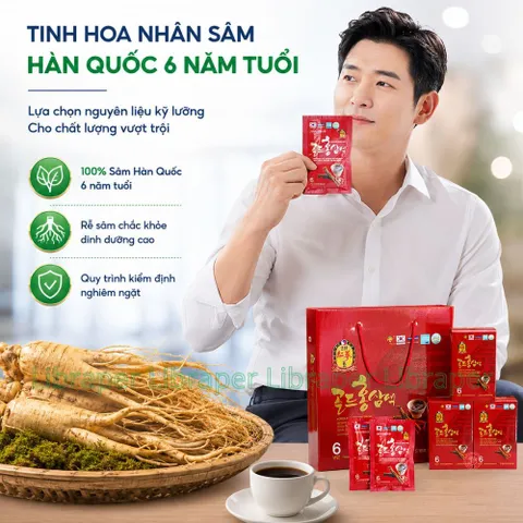 Sâm Hàn Quốc 6 Năm Tuổi Tăng Cường Sinh Lực Hồi Phục Thể Trạng Chính Hãng 70ml × 30 Gói
