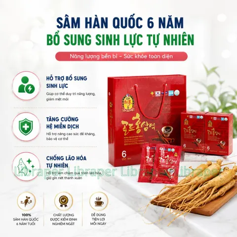 Sâm Hàn Quốc 6 Năm Tuổi Tăng Cường Sinh Lực Hồi Phục Thể Trạng Chính Hãng 70ml × 30 Gói
