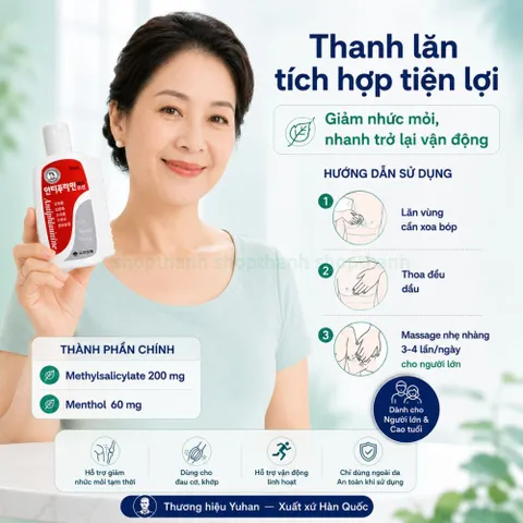 Dầu xoa bóp Antiphlamine 100ml Hàn Quốc - Cây Lăn Tiện Dụng Giảm Mỏi Mệt Và Đau Nhức Cơ Thể
