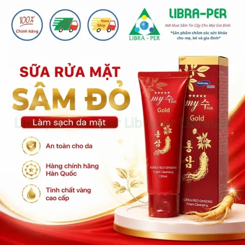 Sữa Rửa Mặt Sâm Đỏ Hàn Quốc My Gold Tuýp 130ml An Toàn Cho Da Nhạy Cảm Và Da Dầu