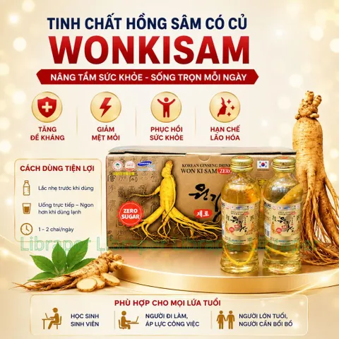 Nước Hồng Sâm Wonkisam Hàn Quốc   Hộp 10 Chai, Bồi Bổ Cơ Thể Giảm Mệt Mỏi, Căng Thẳng Cho Mọi Người