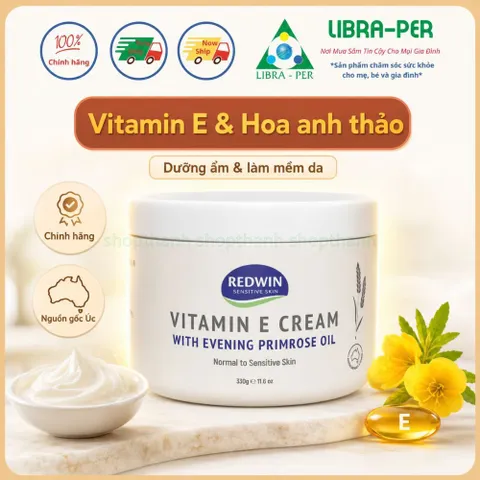Redwin Vitamin E Cream 330g - kem dưỡng ẩm mềm mịn cho mặt và body chứa tinh dầu hoa Anh Thảo Úc