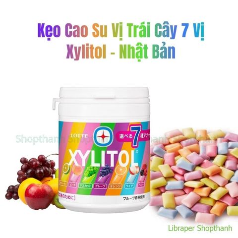 Kẹo Cao Su Xylitol Lotte Nhật Bản | Hũ 7 Vị Trái Cây, Không Đường, Thơm Mát, Bảo Vệ Răng Miệng Cả Gia Đình