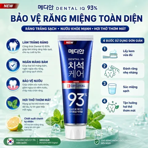 Kem đánh răng Median Dental IQ 93% 120g - làm trắng ngăn mảng bám bảo vệ nướu hơi thở thơm mát