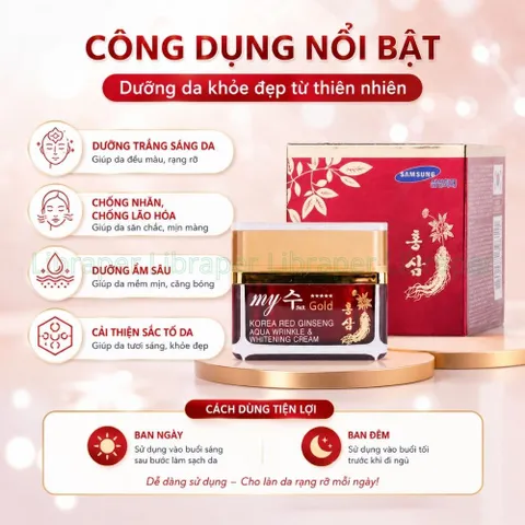 Kem Dưỡng Trắng Da Hồng Sâm My Gold Hàn Quốc Cho Phụ Nữ Trên 30 Giảm Nếp Nhăn Tăng Đàn Hồi Da
