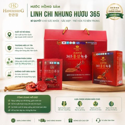 Nước hồng sâm linh chi nhung hươu 365 premium  bồi bổ sức khỏe chính hãng Hàn Quốc quà biếu người già