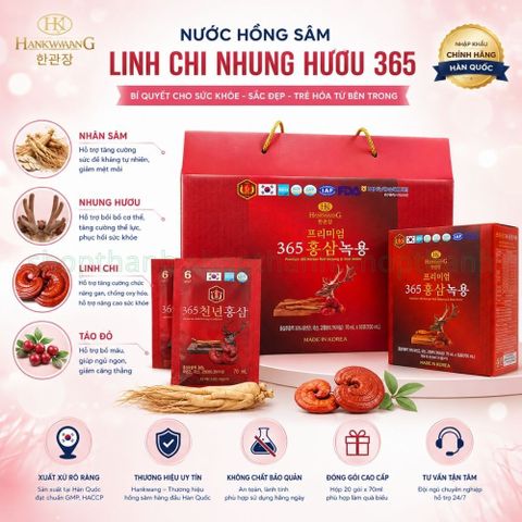 Nước hồng sâm linh chi nhung hươu 365 premium  bồi bổ sức khỏe chính hãng Hàn Quốc quà biếu người già