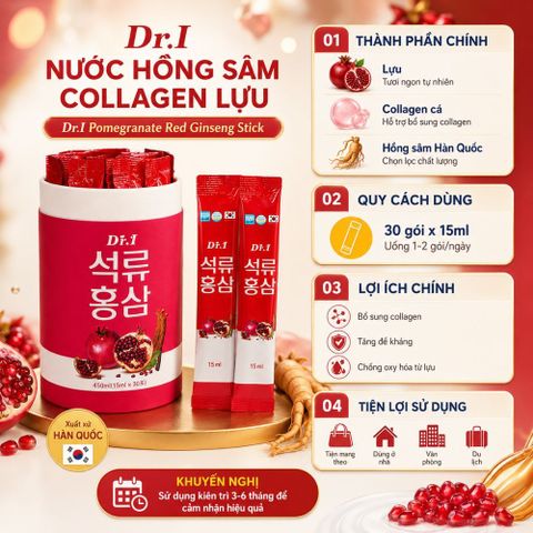 Nước Hồng Sâm Collagen Lựu Dr.I 30 gói x 15ml Hàn Quốc - Bổ Sung Collagen Hỗ Trợ Giữ Gìn Sắc Đẹp