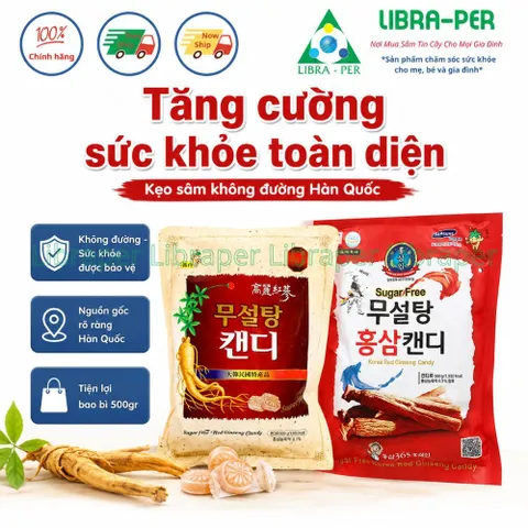 Kẹo Sâm Không Đường Hàn Quốc 500g Hỗ Trợ Giảm Mệt Mỏi Căng Thẳng Dành Cho Nhân Viên Văn Phòng