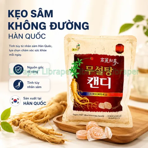Kẹo Sâm Không Đường Hàn Quốc 500g Hỗ Trợ Giảm Mệt Mỏi Căng Thẳng Dành Cho Nhân Viên Văn Phòng